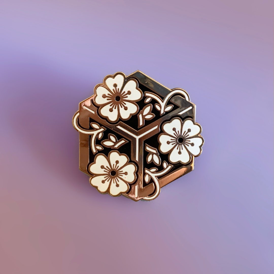 Flower Box Enamel Pin - Rose Gold - Floral Hard Enamel Pin - Etsy