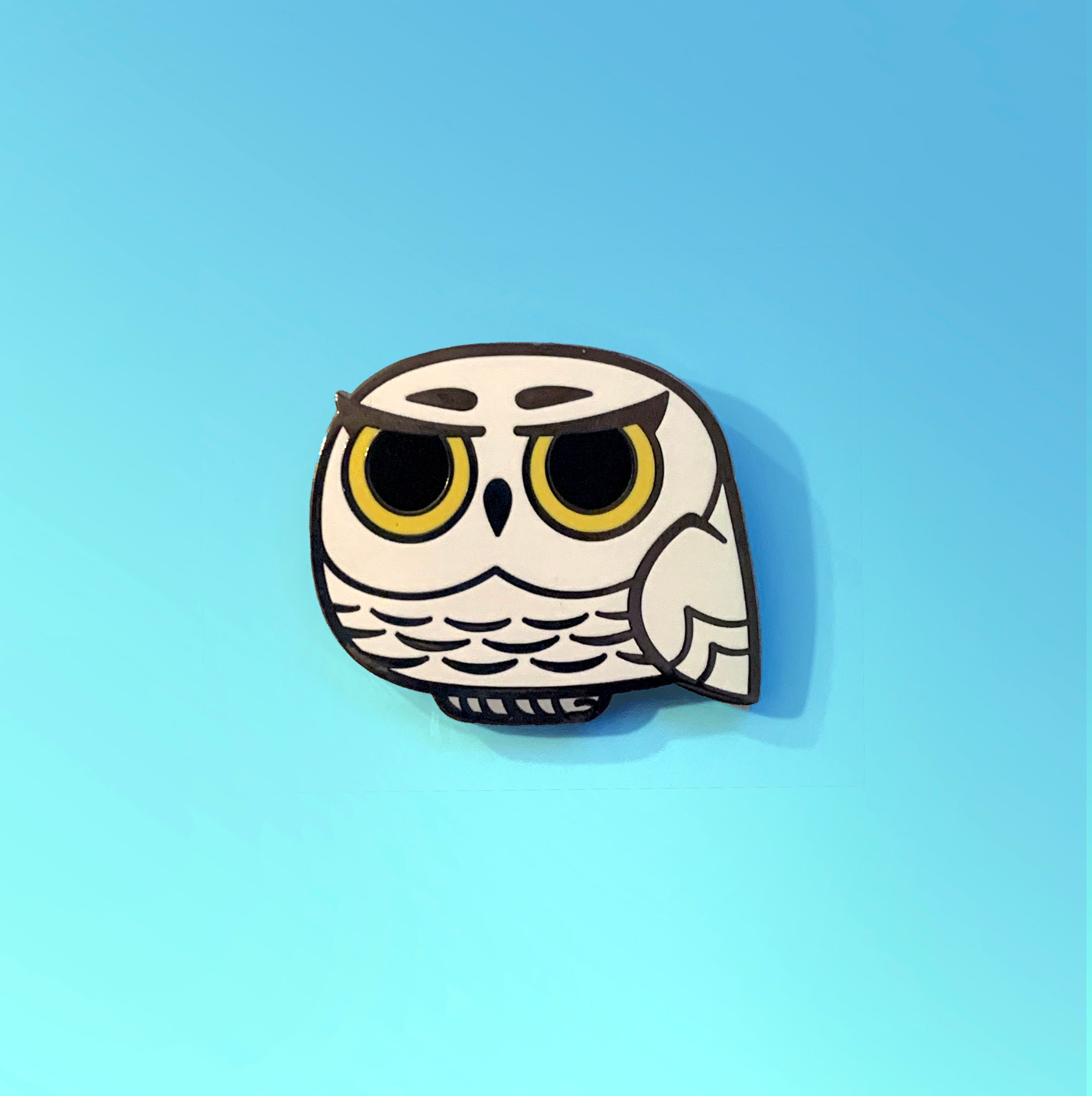 Grumpy Owl Enamel Pin - White Snowy Owl Pin