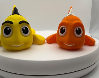 Articulated Clownfish Fidget Toy - Ocean Nursery Decor - Sensory Desk Pet - Oversized Flexi