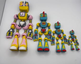 Articulated Flexi Robot Figurines: Multicolor, 4 Sizes, Desk Toy, Collectible, Gift