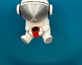 Astronaut Refrigerator Magnet, White Suit, Red Cup, Space Decor
