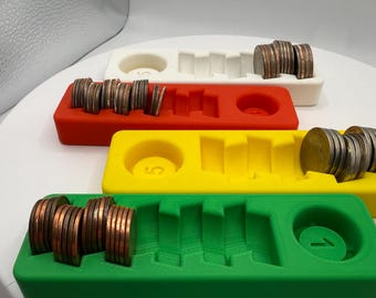 3D Printed Coin Sorter Tray with Built-in Crimper | Penny Nickel Dime Quarter Organizer