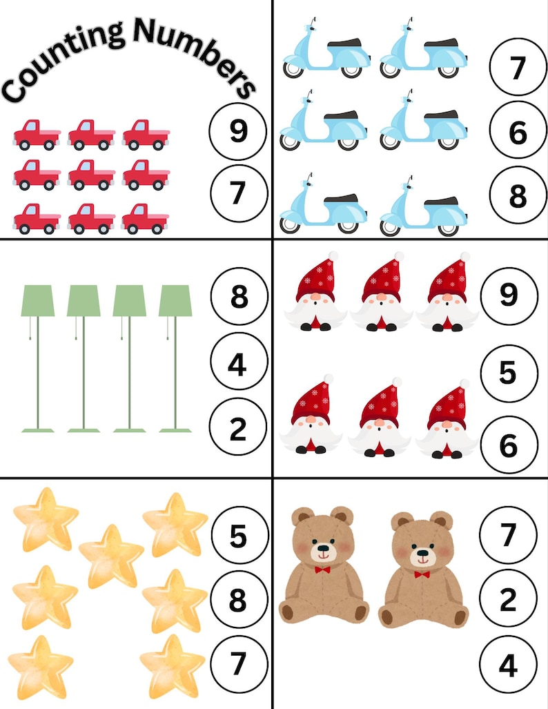 Preschool Counting Printable Homeschool Worksheet Early Math Learning ...