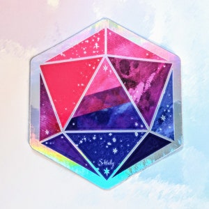 Bi Pride d20 - Holographic Hexagon Sticker