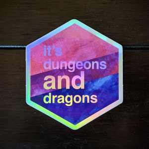 Dungeons AND Dragons - Bi Pride - Holographic Hexagon Sticker