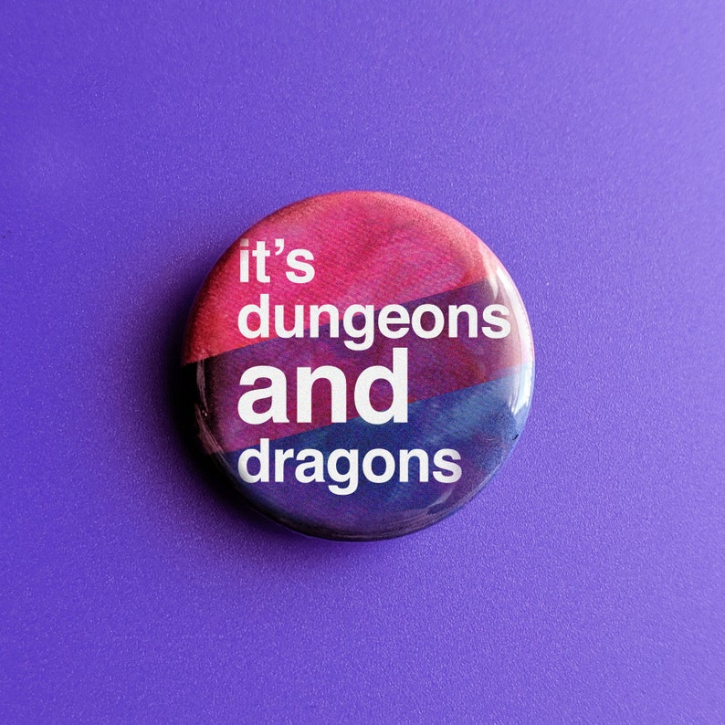 Dungeons AND Dragons Bi Pride Button Pin Classic