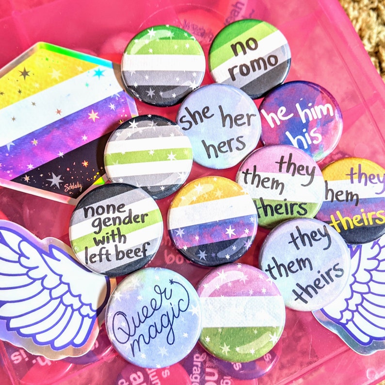 Not a Girl Nonbinary Pride Button Pin Etsy