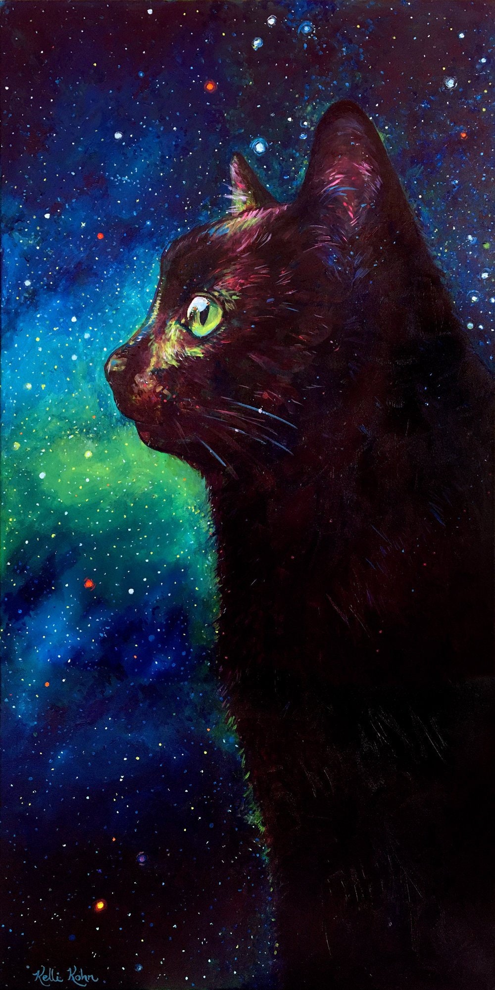 Galaxy Cat II Original Painting 24 x 48 | Etsy