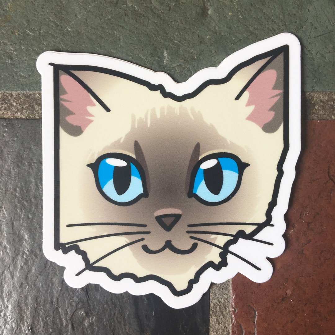 Ohio Cat Sticker - Color Point Kitty - Etsy