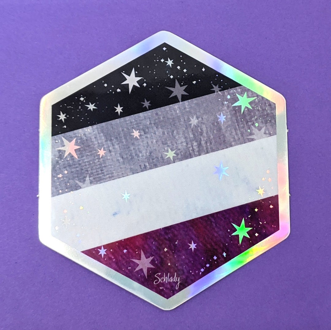 Starry Asexual Pride Flag - Holographic Hexagon Sticker - Etsy