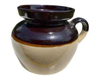 Vintage RRP Co Roseville Ohio Pottery Crock Mug Vase Brown Drip Glaze Stoneware Rustic Farmhouse Decor