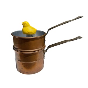 Vintage Revere Ware Copper Double Boiler Pot w Lid Chick Whistle Mid Century Kitchen Copper Cookware Farmhouse Cottagecore Decor