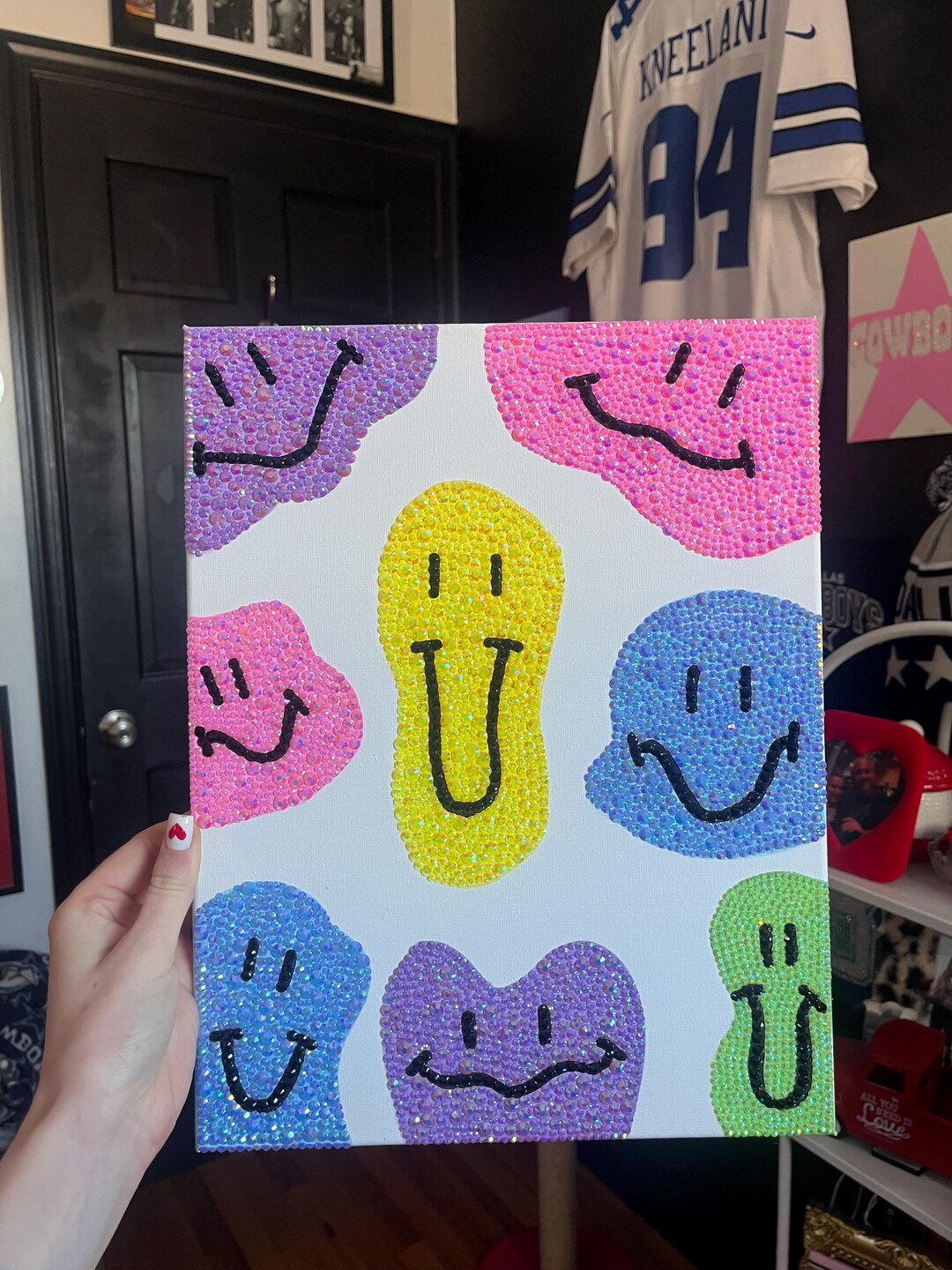 Colorful Smiley Face Rhinestone Canvas Wall Art - Etsy