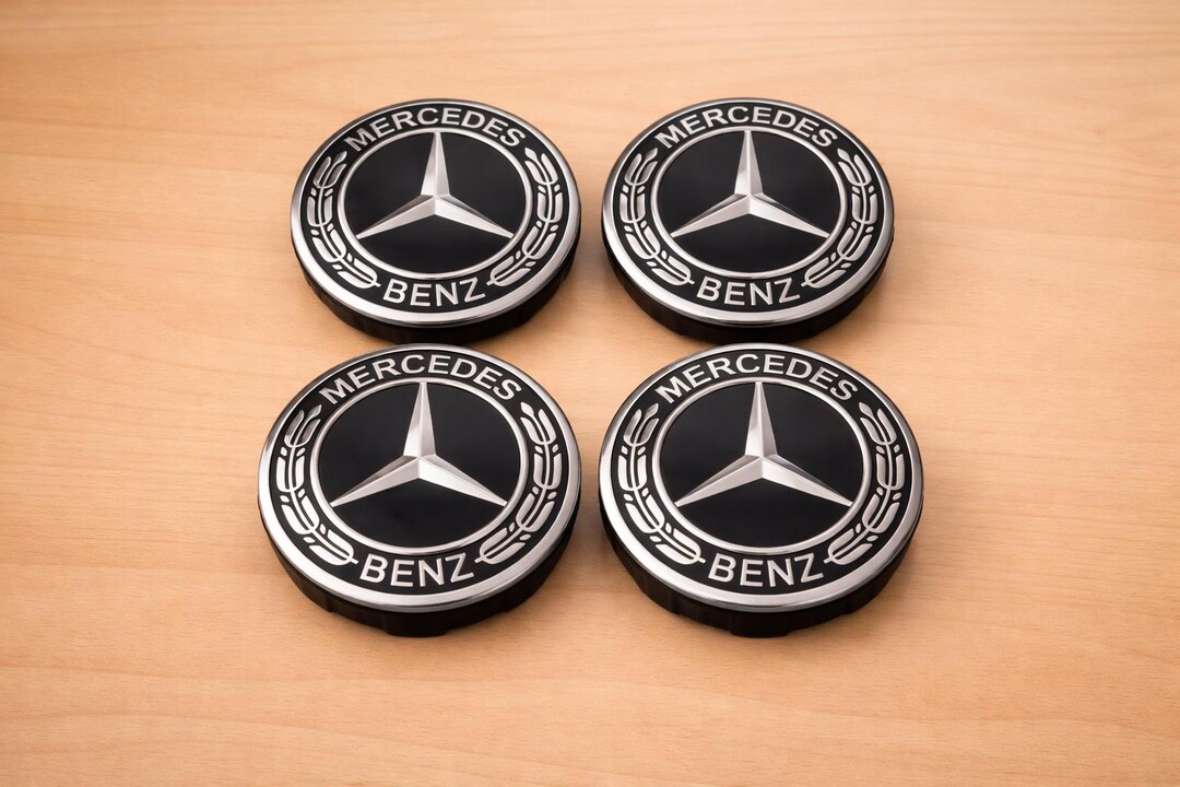 Set of 4 Mercedes-benz Wheel Center Caps in Black & Silver – 75 Mm - Etsy