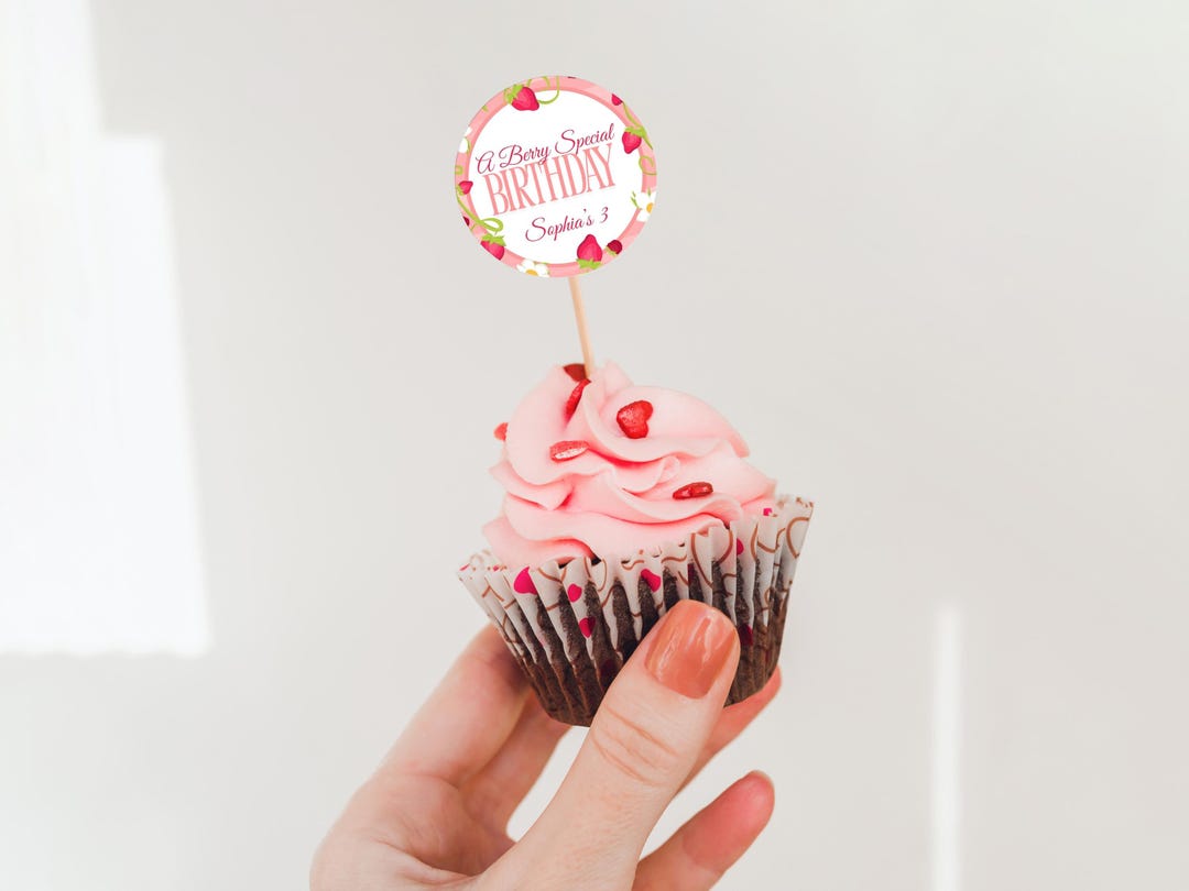 Berry Special Birthday Cupcake Toppers | Strawberry and Raspberry Party ...