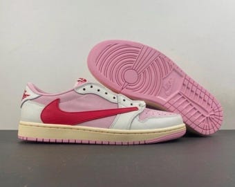 Jordan Low 1 Travis Custom Pink Sneakers, op maat gemaakt