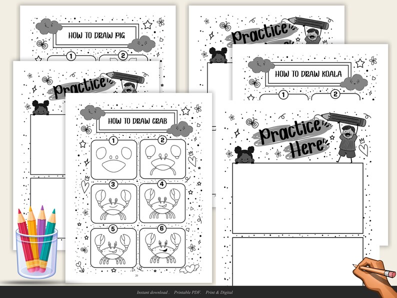 How to Draw Cute Animals for Kids | Step by Step Drawing Book With ...