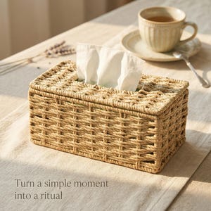 Woven Tissue Box Cover – Japanese Minimalist Home Decor Organizer