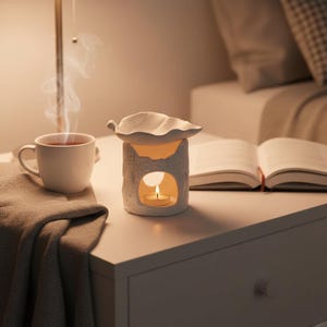 Difusor de fragrâncias em formato de folha de cerâmica | Queimador de óleos essenciais | Meditação e decoração para casa