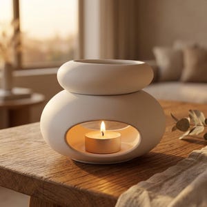 White Minimal Ceramic Oil Burner – Fragrance diffuser - For Slow Living Rituals