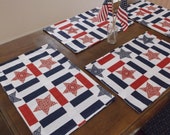 Placemats : Stars and Stripes pattern for Summer - A set of 4 placemats