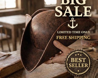 Brown Colonial Tricorn Pirate Hat
