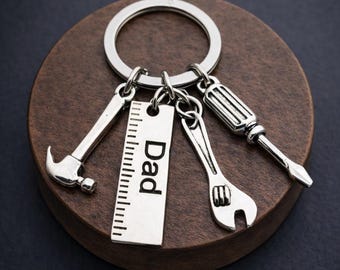 Dad Tool Keychain, Wrench Hammer Screwdriver Charm, Father's Day Handyman Gift