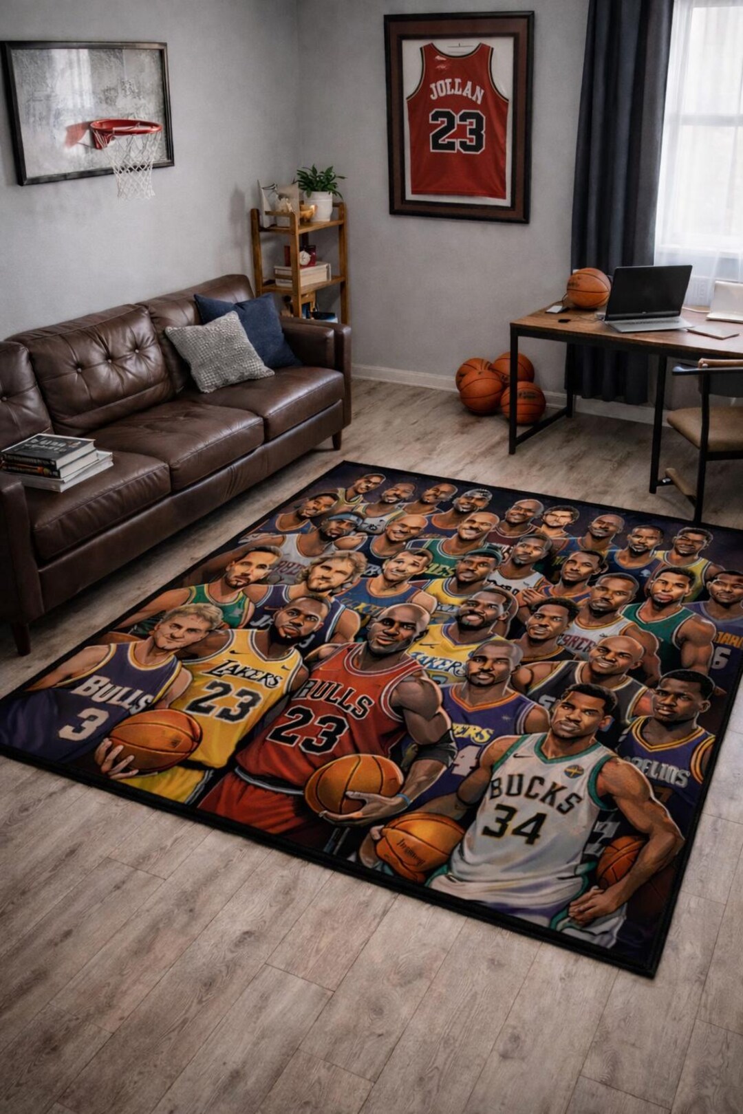 Nba Outdoor Rugs Legendary Basketball Players Area Rug, NBA Icons Sports Room Decor ...