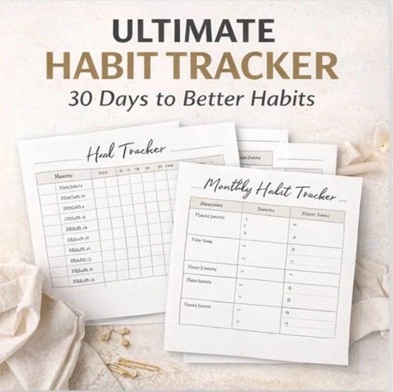 30 Day Habit Tracker Printable | Monthly Planner PDF (11-page Digital ...