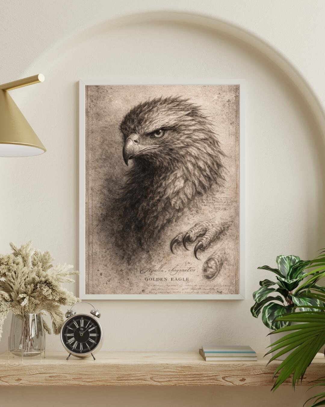 Golden Eagle Wall Art Printable, Vintage Scientific Bird Illustration ...