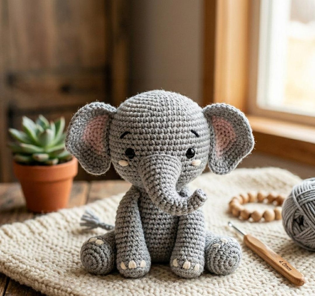No-sew Elephant Crochet Pattern | Amigurumi Animal PDF (digital ...