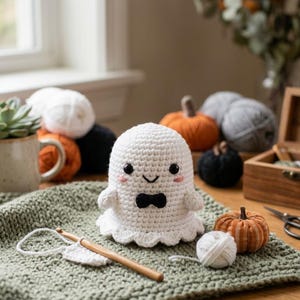 No Sew Ghost Crochet Pattern | Halloween Amigurumi PDF | Beginner Plushie Tutorial (Digital Download)