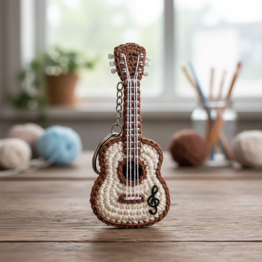 Crocheted Instruments Music Crochet Guitar Keychain Pattern | Amigurumi Musical Instrument (digital ...