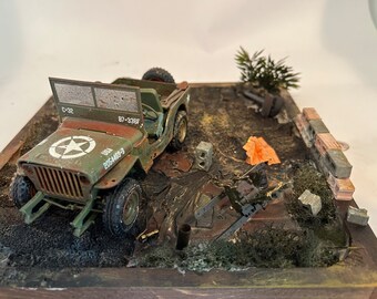 Military jeep, Classicwrecks, 1/24 scale, diorama, junkyard, wwII, jeep, war scene, jungle war