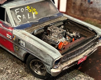 Chevy nova, Musclecar, 124 scale,scalemodel, Musclecar, diorama, junkermodel, junkyard, ratrod.