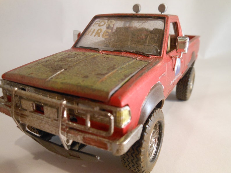 4x4Truck,1/24 Scale Model, Rusted Datsun ,Red Pickup Truck,OffRoad Truck,ScaleModelCar,HandmadeModel,JunkedPlastic,DatsunPickup,barnfind image 1