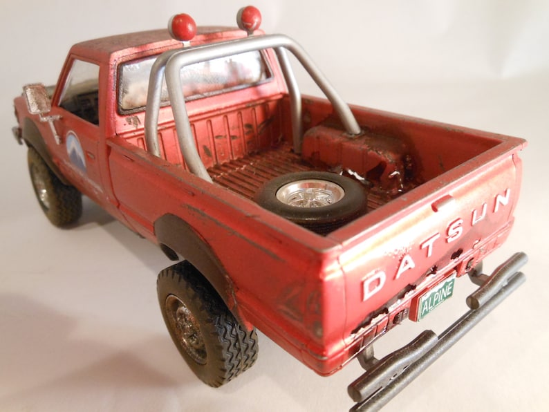 4x4Truck,1/24 Scale Model, Rusted Datsun ,Red Pickup Truck,OffRoad Truck,ScaleModelCar,HandmadeModel,JunkedPlastic,DatsunPickup,barnfind image 5