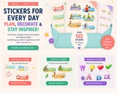 Cute Digital Planner Stickers PNG | GoodNotes Stickers | Printable Planner Stickers | 102 Cute Functional Stickers
