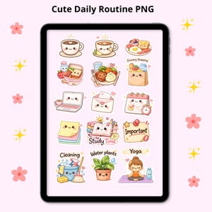 30 lindas pegatinas del planificador diario PNG ? Pegatinas del planificador digital ? Pegatinas de Goodnotes | Elementos del planificador Kawaii
