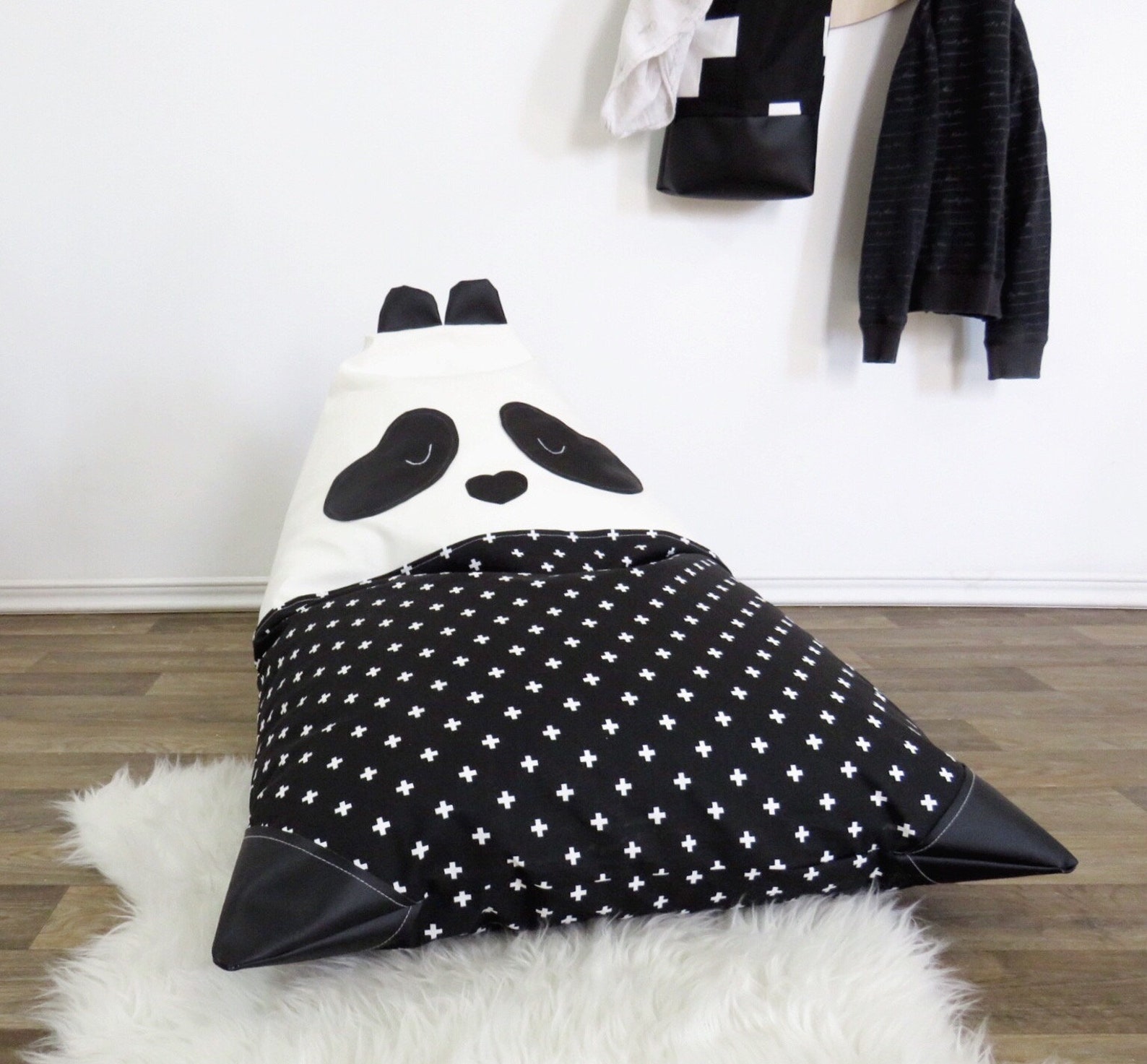 Panda Bear Kids Bean Bag Chair Toddler Black and White Panda Etsy