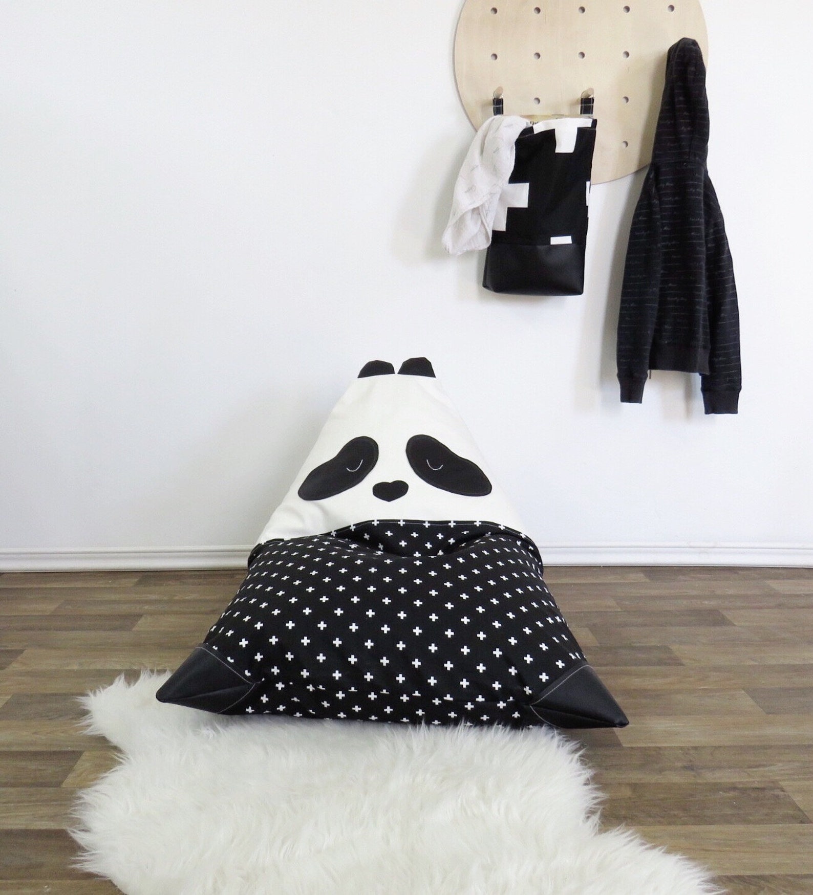 Panda Bear Kids Bean Bag Chair Toddler Black and White Panda Etsy