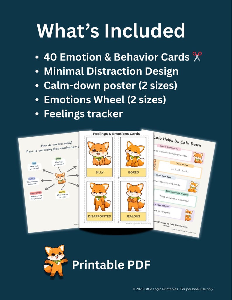 Preschool Emotion Cards – 40 Feelings & Behavior Visual Aids (Ages 3-6) image 2