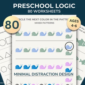 Preschool Logic Worksheets Bundle – 80 Printable Activities Ages 4–6 Visual Thinking & Pattern Recognition