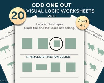 Odd One Out Picture Logic Worksheets – Critical Thinking Puzzles for Kids (Ages 4–6)
