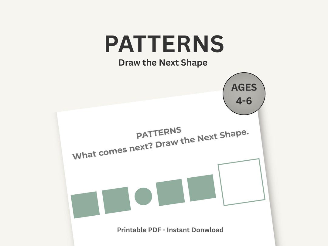 Patterns Preschool Worksheets | Draw the Next Shape Printable - Etsy