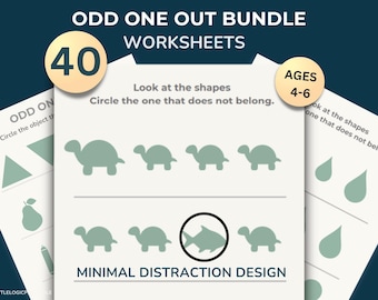 Preschool Logic Worksheets Bundle – Odd One Out & Size Comparison Printables Ages 4-6