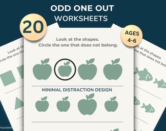 Odd One Out Shapes Worksheets – Visual Discrimination Logic Puzzles for Preschool (Ages 4–6)