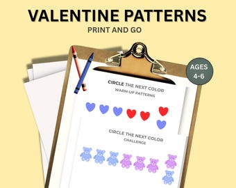 Valentine Logic Patterns for Preschool Ages 4–6 | Color Pattern Worksheets