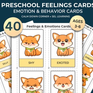 Preschool Emotion Cards – 40 Feelings & Behavior Visual Aids (Ages 3-6) image 1