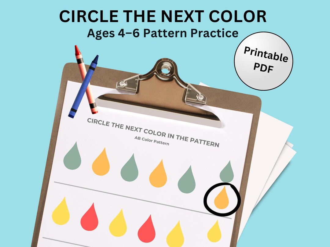 Color Pattern Worksheets for Preschool – Circle the Next Color – Visual ...